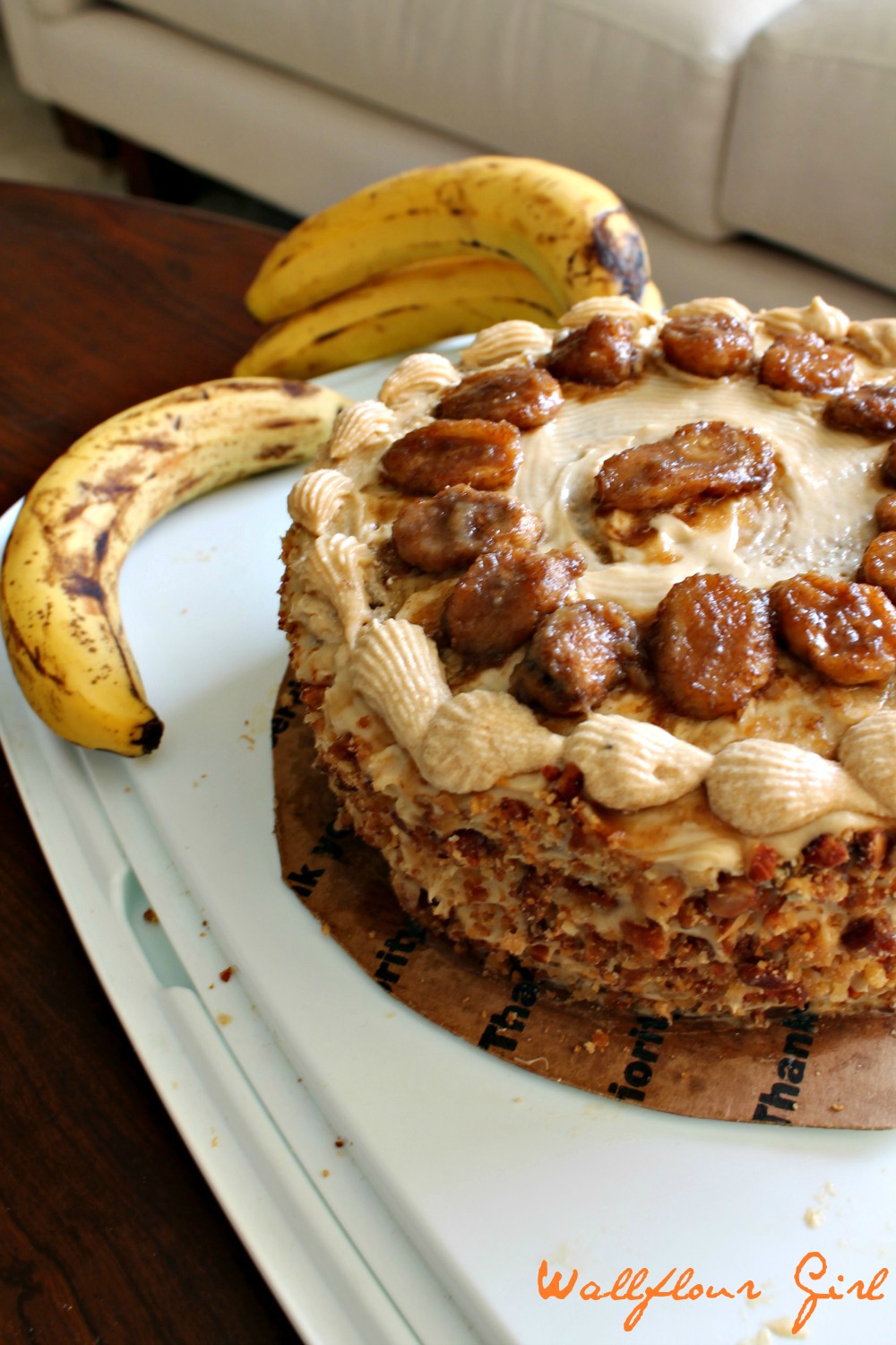 The Best Bananas Foster Toffee Coffee Crunch Cake - Wallflour Girl